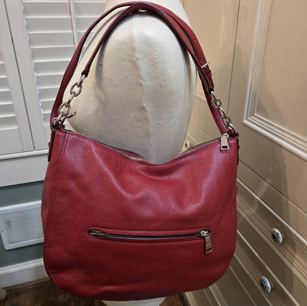 Coach RED Peddbled Boho Bag Purse